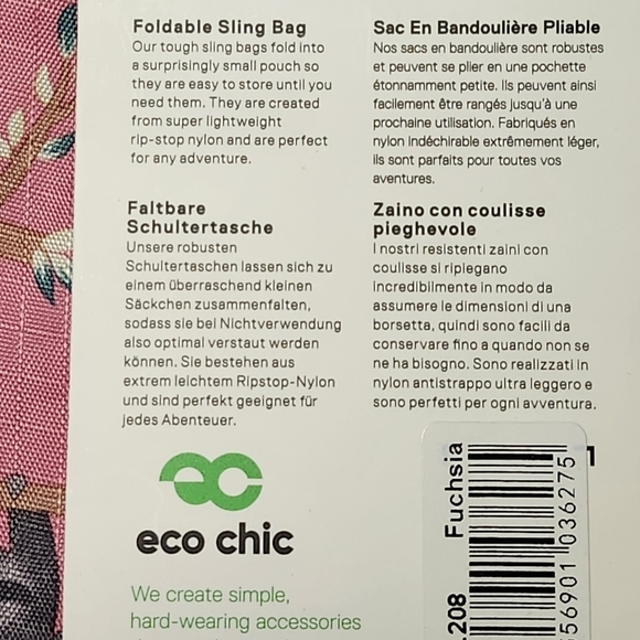 Eco Chic Foldable Sling Bag With Cute Sloths NWT - Picture 4 of 6